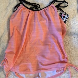 Orange and black tankini top